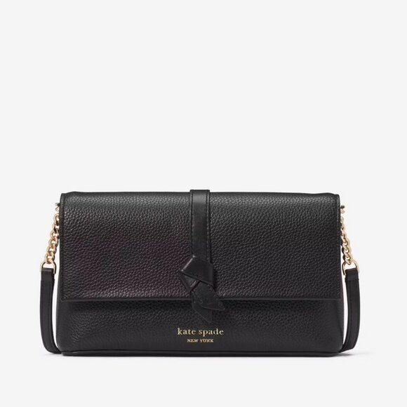 Kate Spade Knott Flap Chain Crossbody Black | Mercari Kate Spade Knott Flap Chain Crossbody Black Leather Purse KH154 Bag NWT